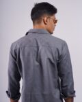 Ash Grey textured double pocket shirt 2-min