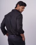 Black textured party shirt 2