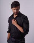 Black textured party shirt 2