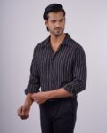Black white stripe casual shirt 2