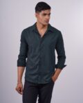 Bottle green textured shirt