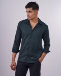 Bottle green textured shirt