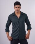 Bottle green textured shirt