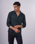 Bottle green textured shirt